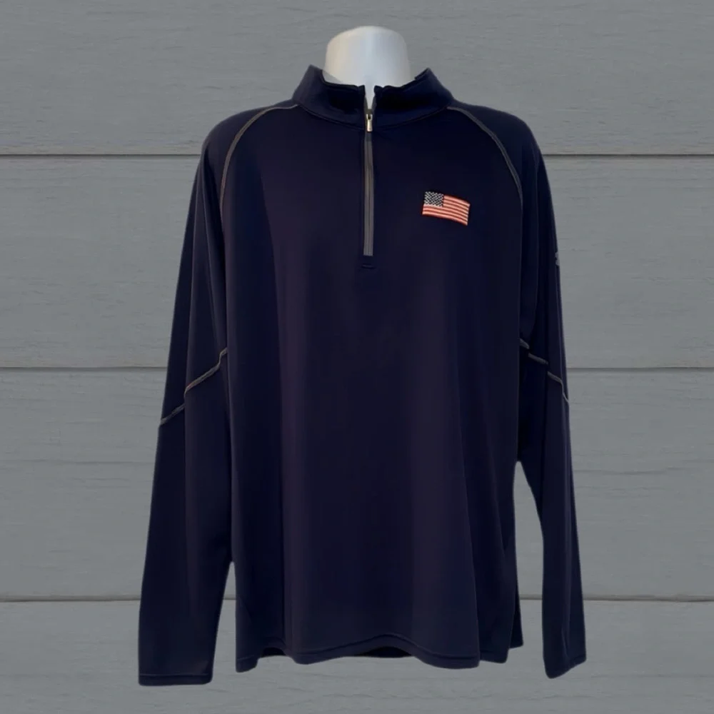 Under Armour XL USA Flag 1/4 Zip Pullover | Loose Fit | Blue Performance Top